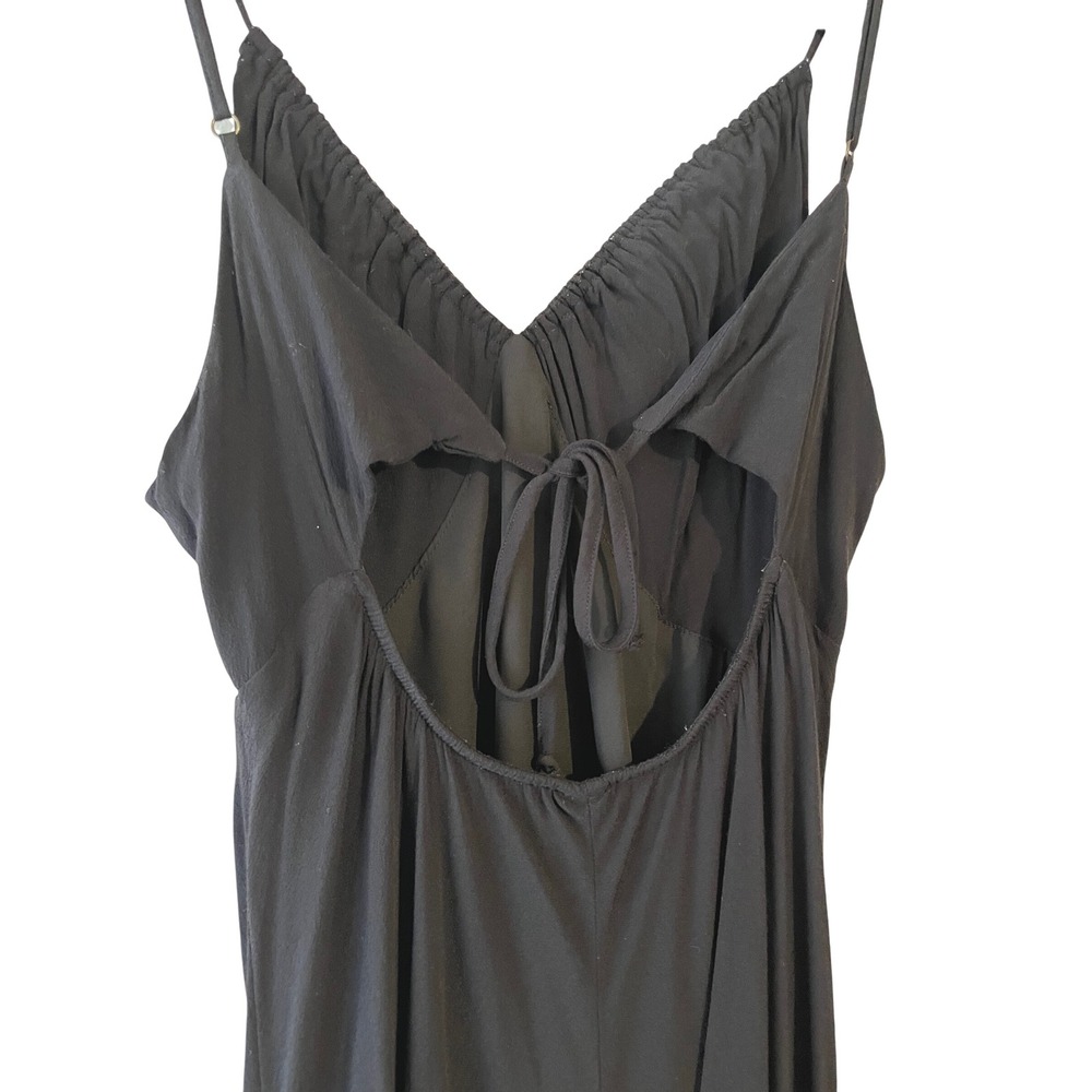 Wild Fable Black Midi Slip Dress Tie Cutout Back Spaghetti Strap Goth Y2K L - Picture 3 of 8